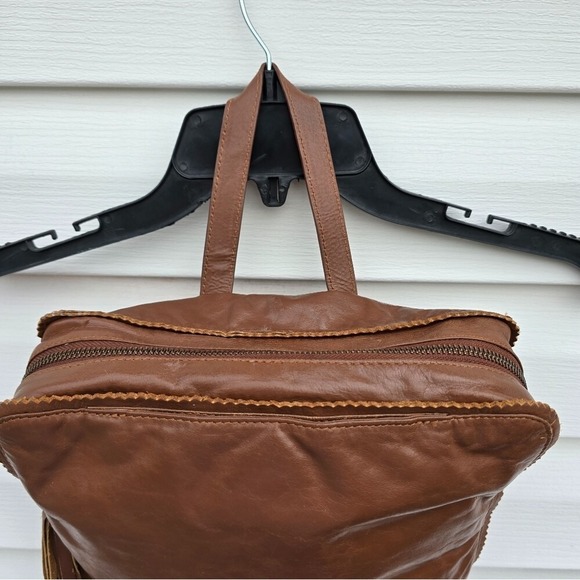 Latico NJ USA Women's Pecan Brown Leather Backpack Pocketbook Tassel Zip Up Tote - Picture 3 of 11